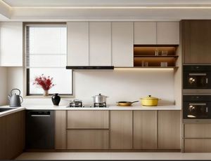 Ensemble de meubles de cuisine modulaire en bois mélaminé moderne, vente en gros, pour appartements et villas, y compris des armoires d'îlot avec évier - Product Image 2