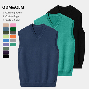 Maglione di maglieria in Cashmere in <span class=keywords><strong>lana</strong></span> tinta unita su misura all'ingrosso con scollo a V <span class=keywords><strong>gilet</strong></span> da <span class=keywords><strong>uomo</strong></span> - Product Image 4