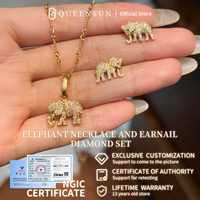 Collier pendentif éléphant en or 18 carats pour femme - Diamant de laboratoire pavé, porte-bonheur, bijoux de luxe raffinés pour femme, cadeau