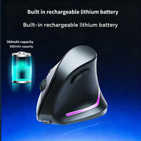 Souris verticale ergonomique rechargeable portable RGB, double mode, sans fil Bluetooth, pour ordinateur portable