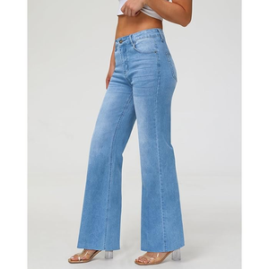 Jean baggy pour <span class=keywords><strong>femme</strong></span> style urbain, coupe harem, jambe large, en modal/coton, décontracté, évasé, délavé moyen - Product Image 4