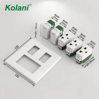 Plaque murale 2 gang 3 prises avec interrupteurs indicateurs, multiprise triple universelle 120 mm² 16A 250V en PC blanc pour appartement