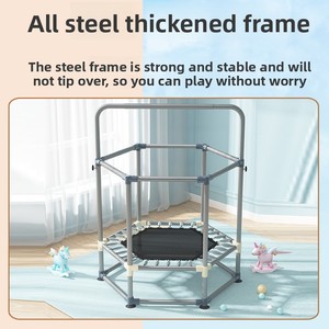 Trampolín Plegable Hexagonal de Polipropileno con Marco de Acero, Cama Elástica para Niños, Uso Interior, con Red de Seguridad, para Familias Pequeñas, de 3 a 10 Años - Product Image 3