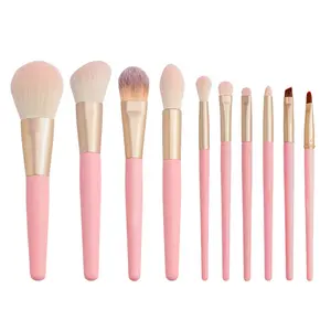 Schnelle Lieferung Beauty Tools Großhandel 10pcs Pink Makeup Brush Set für Foundation BB Cream Powder