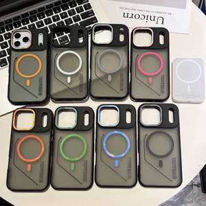 Coque de téléphone magnétique translucide givrée antidérapante de luxe pour 16/<span class=keywords><strong>11</strong></span> <span class=keywords><strong>Pro</strong></span> Max/Plus avec couleurs patchwork et grip - Product Image 1