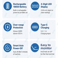 Nuevo Amperímetro Digital LED de 3 Dígitos 4A de Bajo Voltaje CC Recargable, de Fábrica