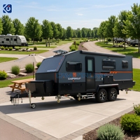 Caravane tout-terrain CAMPTRL 4X4 de 18 pieds, camping-car de luxe en fibre de verre, camping familial avec grand canapé, cuisine, douche