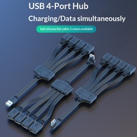 Extensor de Interfaz USB-A, Divisor Multipuerto de Uno a Cuatro, Cable Plano de Silicona Suave para Ratón, Teclado, Memoria USB y OTG para Automóvil