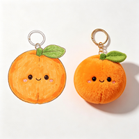 Breloque en peluche orange personnalisée en forme de dessin animé, vente en gros, jouets porte-clés en peluche personnalisés, pendentif de sac à dos en peluche douce en forme de fruit