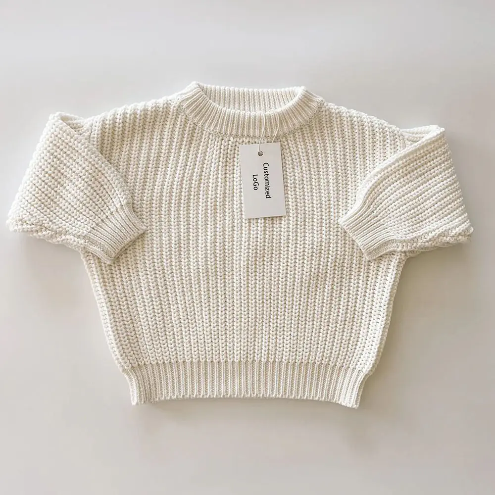 Ropa de invierno personalizada de lujo a la moda para bebés, Jersey de punto grueso de algodón, suéteres para bebés recién nacidos, niños y niñas, TOP