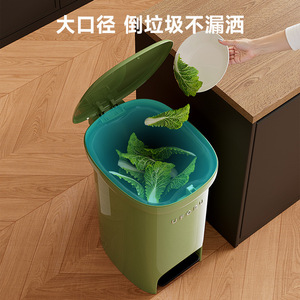 Uforu Foot Operated Trash Can With Lid Indoor Bathroom Waste <b>Bin</b> Cylindrical Design Waterproof Odor Proof - Product Image 3