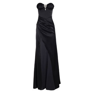 Vestido de Noche Formal de Satén sin Tirantes Estilo Sirena con Cintura Natural, Volantes, Ajuste Cómodo y Cola Larga hasta el Suelo para Banquetes - Product Image 5