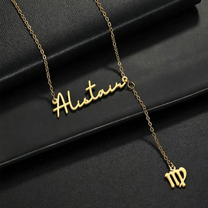 Nuevo Diseño Personalizado, Collar <span class=keywords><strong>con</strong></span> Nombre Personalizado de las 12 Constelaciones, Colgante de <span class=keywords><strong>Virgo</strong></span> <span class=keywords><strong>con</strong></span> Borla de Acero Inoxidable, Regalo de Cumpleaños - Product Image 3