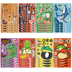 8 autocollants 'Shan Hai Jing' Stickman pour le scrapbooking DIY des enfants, motifs <span class=keywords><strong>requin</strong></span>, grenouille, dessin animé, puzzle, fleur, fée - Product Image 2