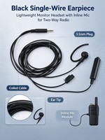 BDN6730 Headphone Pemantauan 3 Kabel Hitam dengan Mikrofon PTT Terpisah untuk APX6000 APX7000 XTS2500 XTS3000 XTS5000 Radio Dua Arah