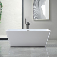 Baignoire carrée moderne minimaliste en acrylique, ensemble cinq pièces avec robinet, baignoire autoportante profonde pour hôtels et maisons, petites baignoires et hôtels