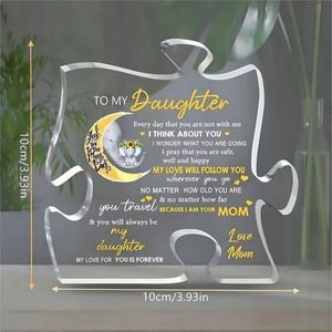Lovely Desk Ornament Transparent <b>Acrylic</b> <b>Block</b> Puzzle Shape Customized Thanks Gift for Mom Dad Family Home Decoration - Product Image 1