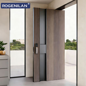 ROGENILAN Porte d'entrée extérieure personnalisée, sécurité, villa moderne, anti-effraction, portes pivotantes en bois massif pour maisons - Product Image 4