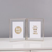Cadres photo doubles pliants Verre et métal Double face transparent clair Spécimens photo Cadre photo double articulé