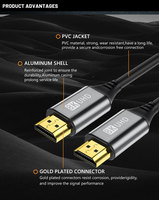 Échantillon gratuit fourni mâle à mâle HD HDMICable 8KCable or PVC moniteur OPP sac Stock HDTV moniteur Pc ordinateur nu cuivre tresse