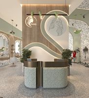 Comptoir de caisse moderne et élégant pour salon de beauté, bureau de réception pour clinique esthétique, bureau de service pour centre de soins de la peau, bureau d'accueil simple pour entreprise