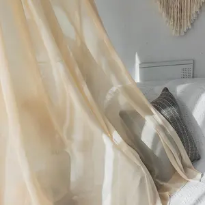 Bindi – rideaux Beige transparent en Tulle 100% Polyester avec œillet