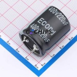 220UF400V25x30HP Snap-in Aluminum Electrolytic Capacitor Through hole Component (THT),D25xL30mm 220uF 20% 400V 10mm - Product Image 1