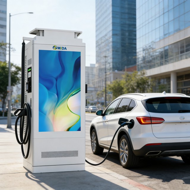 120kW 160kW 180kW DC EV Charging Station with 55 inch Advertising Screen App Control Car Charger Station