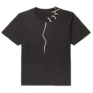 china supplier OEM ODM fashion black tshirt ribbed collar plain t-shirts jersey fabric 100% cotton t shirt
