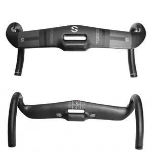 TOSEEK 400/420/440mm 31.8mm Carbon Road Bike Handle Bar Threadless Integrated HandleBar Drop Stem Ultralight HandleBar