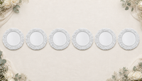 Assiette de présentation blanche gaufrée en PP de 13 pouces, sous-assiette décorative à motifs pour mariages, banquets et événements