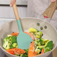Ensemble d'ustensiles de cuisine en silicone antiadhésif 12 pièces avec logo personnalisé, spatules, cuillères de cuisson, boîte, manche en bois, matériau métallique