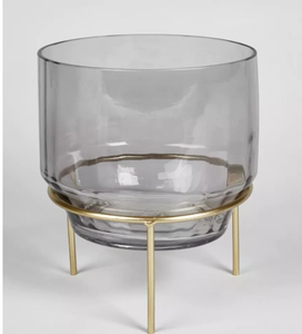 Decorative Black Glass Home Garden <strong>Gold</strong> Dinner Pillar Candle Holder and Tea Light <strong>Lantern</strong> - Product Image 2