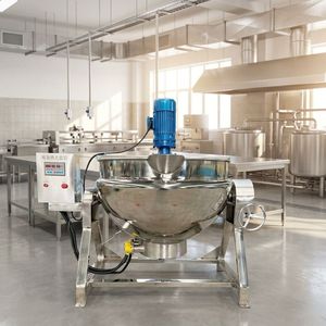 Marmite industrielle à double enveloppe en acier inoxydable SUS304/316 de qualité alimentaire, haute efficacité, avec agitateur pour confiture et sauce - Product Image 4