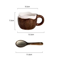 Tasse à café et bol à petit-déjeuner en céramique en forme de noix de coco, multifonctionnels, compatibles lave-vaisselle, pour la maison, le bureau, les voyages, vente en gros