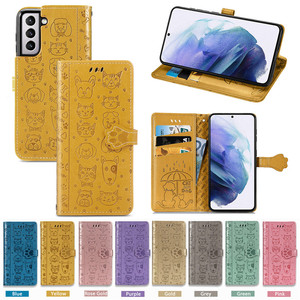 Étui de téléphone en cuir PU pour chat et chien mignon pour Samsung <span class=keywords><strong>Galaxy</strong></span> S24 Ultra S23 <span class=keywords><strong>Plus</strong></span> S22 S21 FE S20 S10 Lite S10e S8 <span class=keywords><strong>S9</strong></span> <span class=keywords><strong>Plus</strong></span> Note 10 Note 20 - Product Image 1