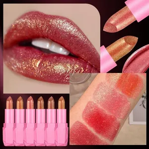 Rossetto Glitterato Effetto Sabbia Mobile Dorato 6 Colori, Idratante, Setoso, Lunga Durata, Impermeabile, 3.5g, Confezionato - Product Image 3
