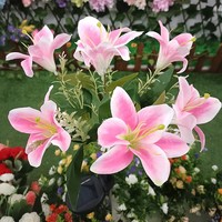 Décoration de jardin extérieure artificielle en forme de lys à 7 têtes, alimentée par énergie solaire, avec prise de terre IP54