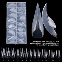 150 pièces/boîte Formes d'ongles naturelles plus épaisses pour extension rapide en gel, sans papier, pour construction rapide