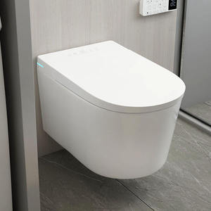 WC intelligent mural sans réservoir avec siphon en P intégré, réservoir dissimulé dans le mur, télécommande et siège chauffant - Product Image 3