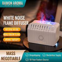 Diffuseur humidificateur Flamme Blanche avec haut-parleur Bluetooth, son omnidirectionnel à 360°, machine à arômes sans fil