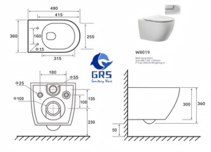 WC suspendu monobloc en céramique, style européen moderne, avec réservoir dissimulé texturé bronze, siphon en P et <span class=keywords><strong>chasse</strong></span> <span class=keywords><strong>d</strong></span>'<span class=keywords><strong>eau</strong></span> par gravité, pour maison et hôtel - Product Image 6