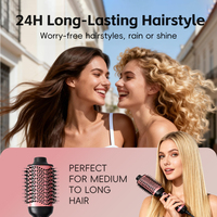 Brosse Soufflante Ionique à Poils Denses Anti-Nœuds Anti-Brûlure Rotation à 360 Degrés Séchage Rapide Lissante Volumisante Puissante