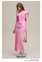 Robe longue décontractée unie à capuche coupe ajustée, style sexy, avec fente, effet délavé vintage, et ensemble deux pièces élégant avec châle, unisexe