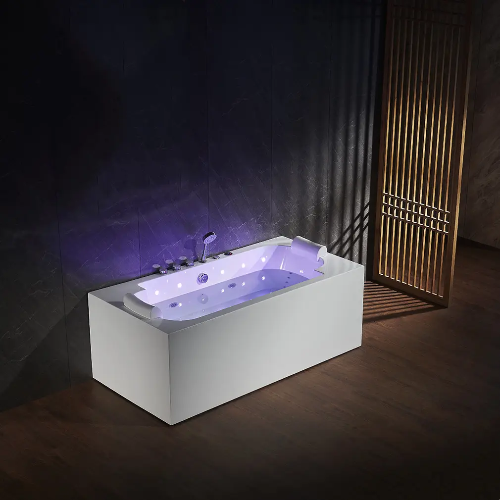 Luxury hot indoor 1.8m massage spa acrylic shower air jetted bathing tub hydromassage bathtub