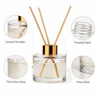 Bouteille diffuseur de parfum en verre transparent avec bouchon, disponible en plusieurs tailles, pour la décoration et l'aromathérapie, vente en gros
