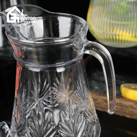 Carafe en verre au design classique pour eau froide, capacité 1300 ml, pichet à eau et jus pour usage domestique, article de service en verre très vendu sur le marché asiatique