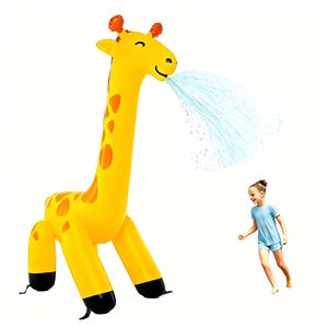 MAKE WAVES Juguete Inflable de Jirafa con Rociador de Agua para Niños, Colorido, Fácil de Inflar y Desinflar, Diversión de Verano al Aire Libre - Product Image 1