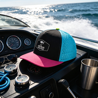 Gorra Trucker Perforada con Bloques de Color, Gorra Snapback de Malla de Secado Rápido con Parche de Goma, Gorra Deportiva Transpirable de Ala Plana para Exteriores