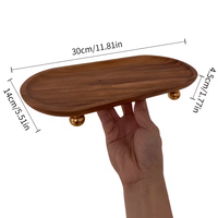 Plateau à bijoux sur mesure en bois de noyer avec pieds dorés, plateau flottant en bois, plateau de rangement pour montres en bois